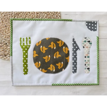 Montessori tányéralátét - olajzöld rókás