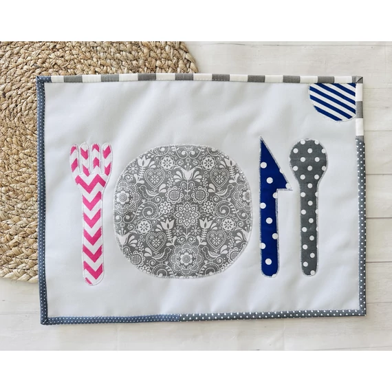 x Montessori tányéralátét - szürke mintás